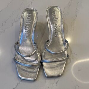 Cult Gaia Metallic Silver Heeled Sandals